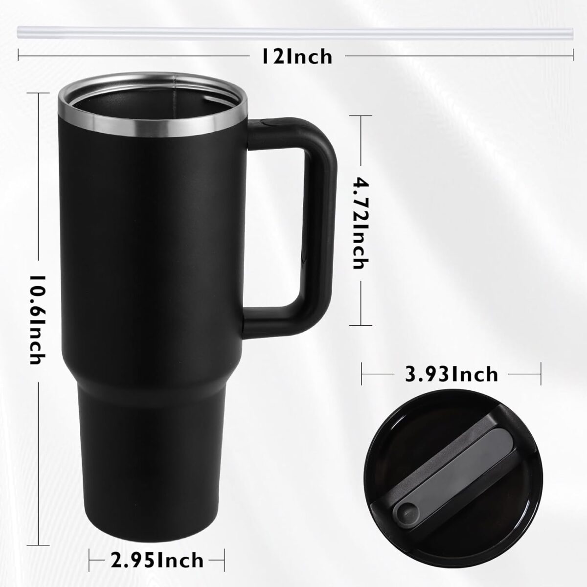40 oz Insulated Tumbler with Handle & Straw - Image 4