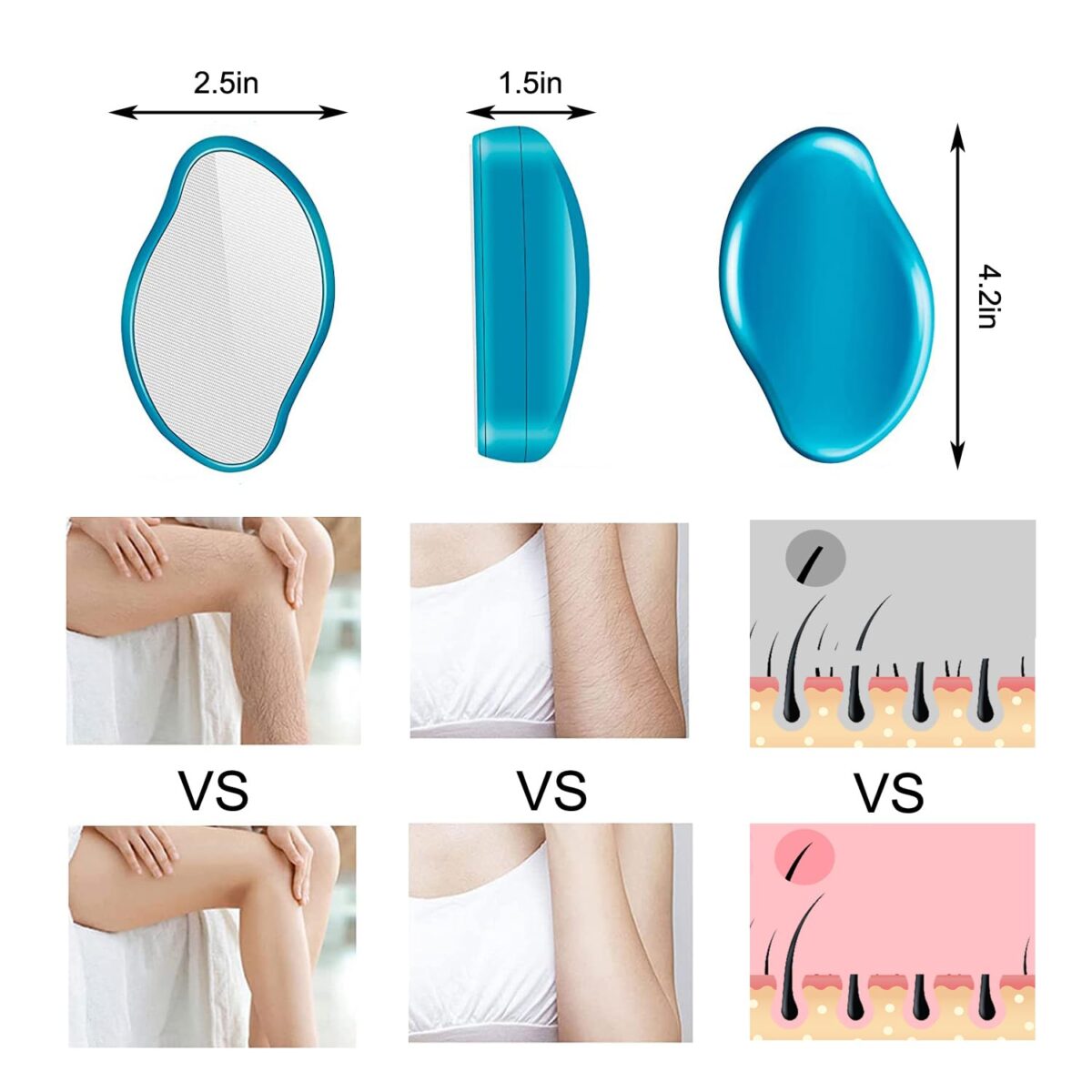 Minely Magic Crystal Hair Eraser – Painless, Reusable Nano Glass Hair & Dead Skin Remover (Blue) - Image 3