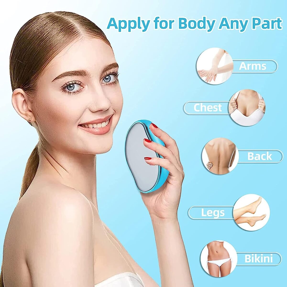 Minely Magic Crystal Hair Eraser – Painless, Reusable Nano Glass Hair & Dead Skin Remover (Blue) - Image 4