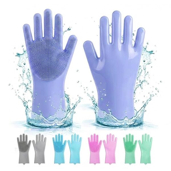 Magic Silicone Dishwashing Gloves – Reusable Cleaning Gloves for Kitchen, Car, Bathroom & Pet Grooming