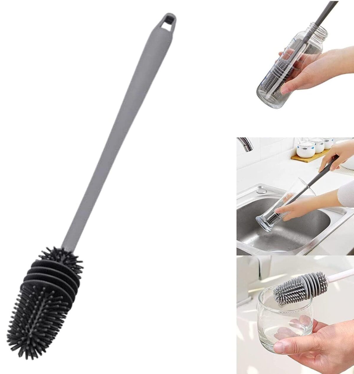 Silicone Bottle Cleaning Brush – Pack of 2 | Long Handle, Non-Scratch Brush for Baby Bottles, Water Bottles, Vases & Kitchen Glassware - Image 4