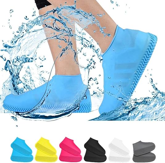 Multicolour Rain Shoe Covers for Men & Women – Waterproof, Non-Slip Silicone Overshoes – Reusable, Portable Shoe Protection for Travel, Camping, Rainy Days