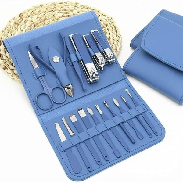 16-in-1 Stainless Steel Manicure & Pedicure Kit – Professional Nail Care Grooming Set with Clippers, Cuticle Trimmer & Travel Case for Men & Women (Multicolor)