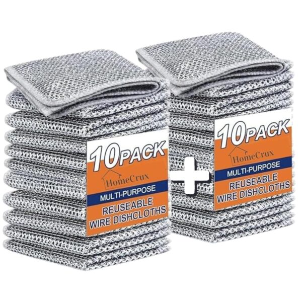 Non-Scratch Wire Kitchen Scrubber Pads (Pack of 20) – Reusable Stainless Steel Cleaning Pads for Utensils & Dishes