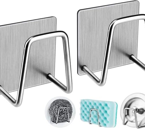 Sponge Holder for Kitchen Sink, Stainless Steel Sponge Holder Sink Caddy Waterproof Kitchen Sink Sponge Holder Sponge Holder for Kitchen Accessories Storage Rack Stand for Scratch Scrub