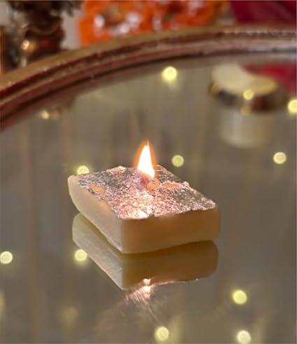 Soya Wax Barfi Candle – Handmade Kaju Katli Mithai Candle | Eco-Friendly Soy Wax Decorative Candle | Festive Decor & Gift for Diwali, Weddings & Pooja