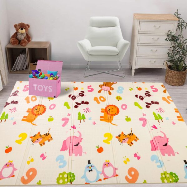 Double Sided Water Proof Baby Floor Mat, Multicolor, Reversible Floor mats for Kids, Baby mats for Floor, Crawling Baby, Extra Large Size, 6'5" x 4'10" (195.5cmx147cm), 0.8cm Thick
