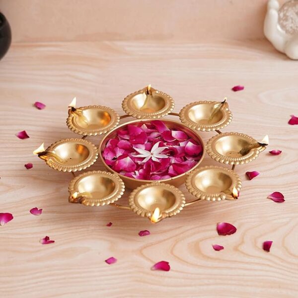 Golden Metal Handcrafted Decorative Urli -  Bowl for Home Decor -  Floating Flowers - Diwali Decoration Items for Home Decor - Housewarming, Diwali Gift