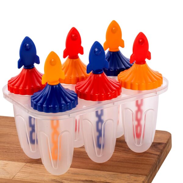 Plastic Reusable Rocket Ice Pop Makers, Homemade Popsicle/Frozen Ice Cream/Kulfi Candy for Children & Adults - Multicolor,15.8X11X8 Cm