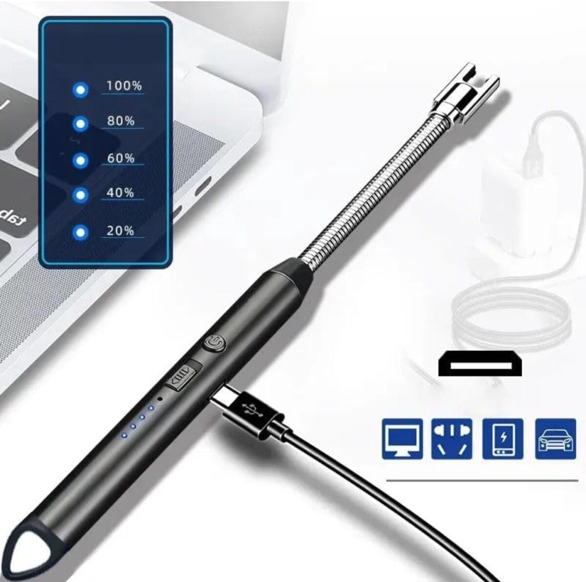 Rechargeable Electric Arc Lighter – USB Flameless Plasma Lighter with 360° Flexible Neck, Windproof Design for Kitchen Gas Stove – Up to 400 Uses per Charge 157 - Image 1