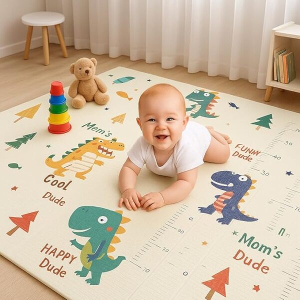 Double Sided Water Proof Baby Floor Mat, Multicolor, Reversible Floor mats for Kids, Baby mats for Floor, Crawling Baby, Extra Large Size, 6'5" x 4'10" (195.5cmx147cm), 0.8cm Thick