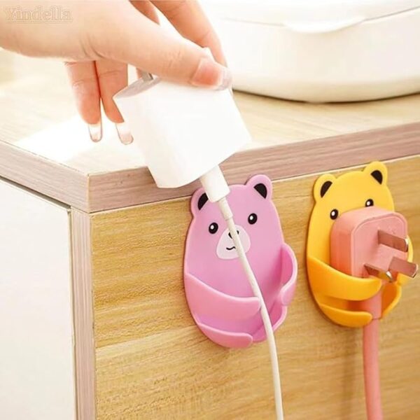 Cute Bears Wall Hooks 4 Different Colors Hooks Hanging Adhesive Hooks, Rurbeder Plug Wire Holder, Cartoon Bear Storage Hooks, Kitchen Gadgets