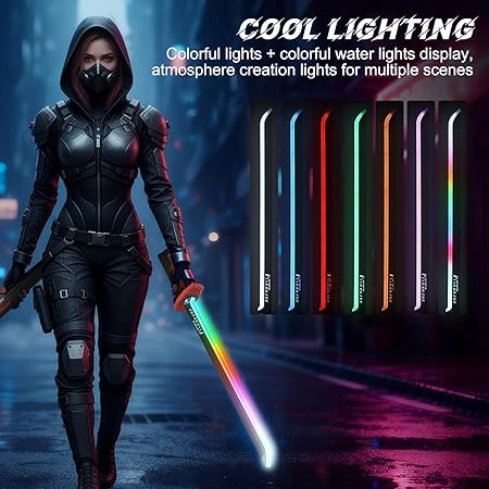 Rechargeable LED Sword with Smoke & Spark Effects, 7-Color Light Blade with Sound FX, Anime-Inspired Cosplay Katana for Roleplay, Halloween, Parties, Collectors, and Display