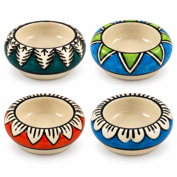 Handcrafted Decorative Diyas – Multicolor Floral Design | Pack of 4